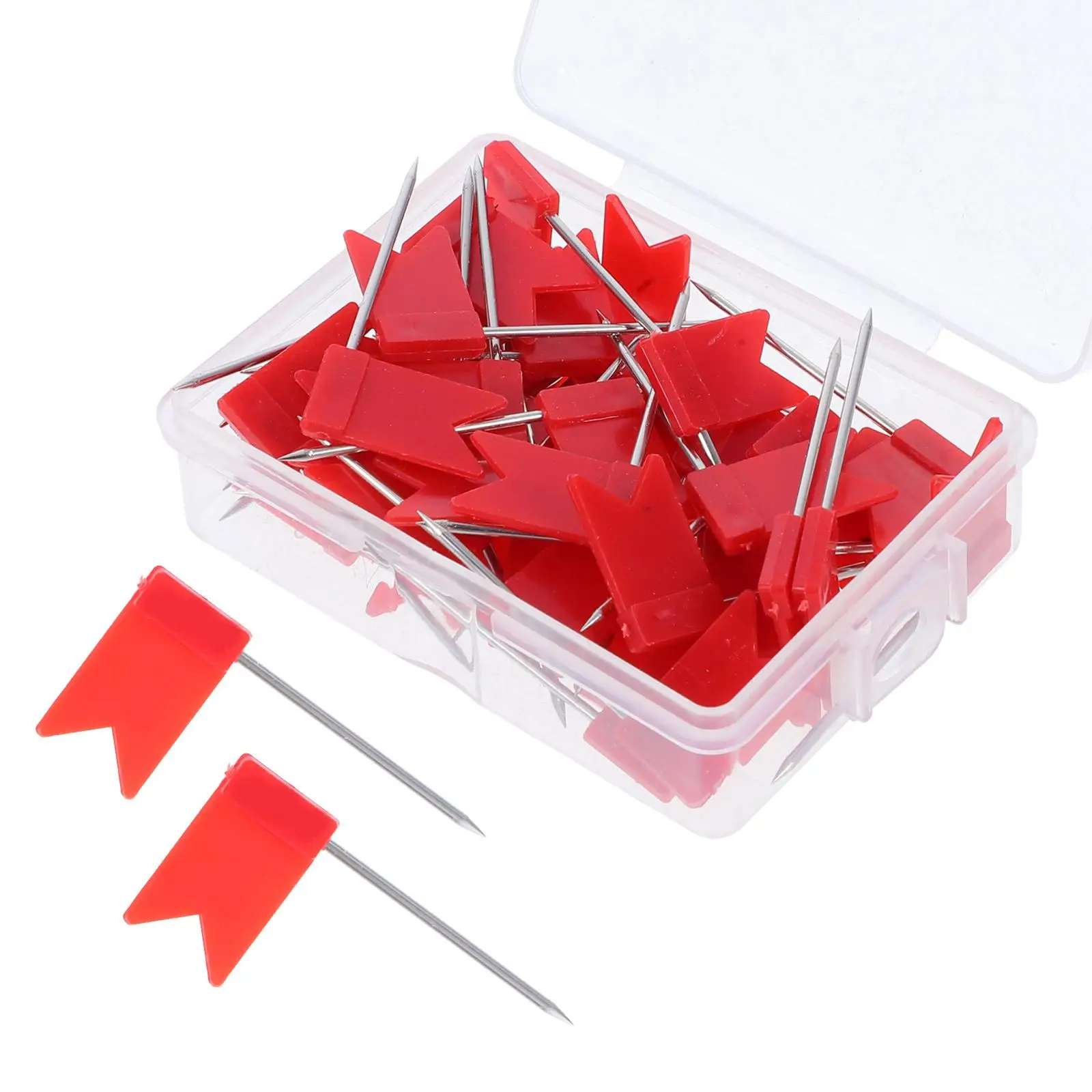 50 Pcs Flag Pin Map Thumb Tacks Pins Office Push Corkboard Small Marking Colored