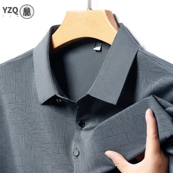 New Men's Business Casual Short Sleeved Shirt Solid Color Polo Shirt Fashionable Breathable Comfortable Versatile Top