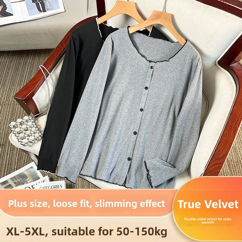 New plus Size Women's Long Sleeve Thermal T-Shirt Dervo Loose Fit Autumn Winter Top Versatile Belly Covering Base Layer Shirt