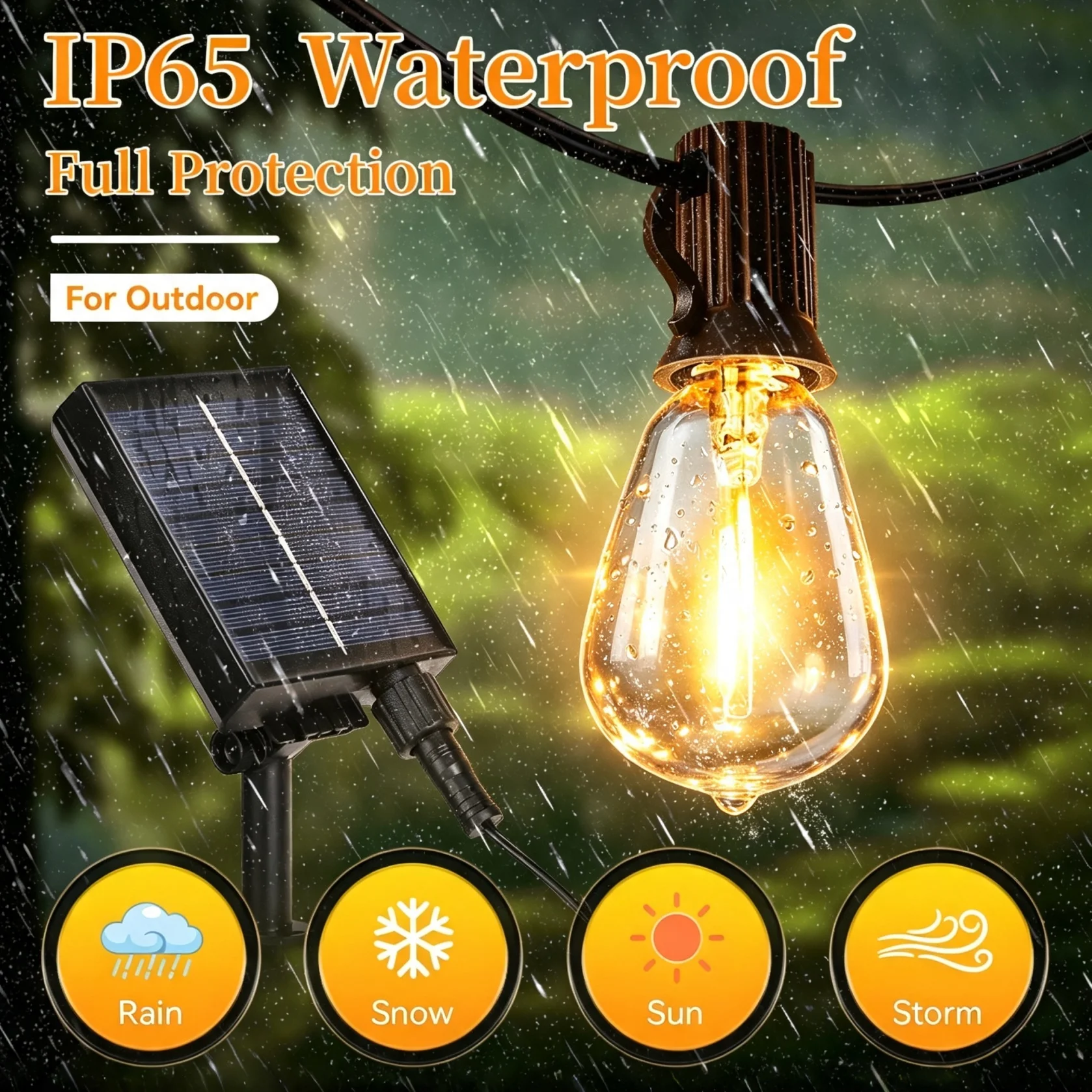 LED Solar String Lights For Garden Outdoor Solar Waterproof Fairy Lights Edison Retro Style Christmas Party String Lights Decor