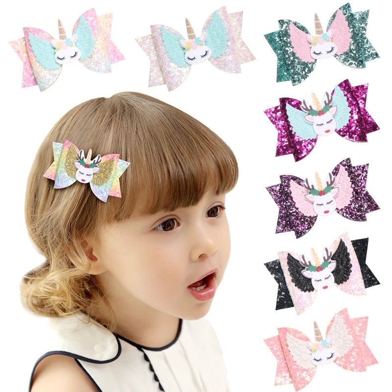 1 Piece Baby Girl Hairpins Hairclip Elk Deer Unicorn Photography Newborn Kids Children Hair Accessory Hairbands Clothing Shiny