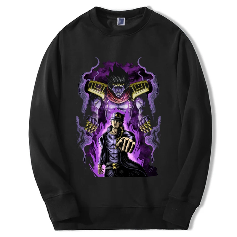 Hot Ainme Hoodie JoJo Bizarre Adventure Print Kujō Jōtarō Graphic Manga Graphic Round Neck Unisex Streetwear Tracksuit Clothing