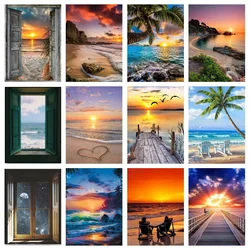 Sea View Landscape Posters and Print Sunset Beach Seascape Canvas Painting Natural Scenery Nordic Wall Art Picture Home Decor