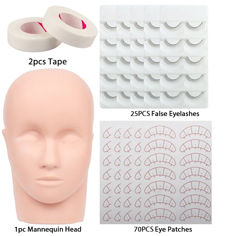 Mannequin Heads Eyelash Extension Practice Makeup Eyelashes Extension Practice Model Training With Eye Pads False Eyelash Tool