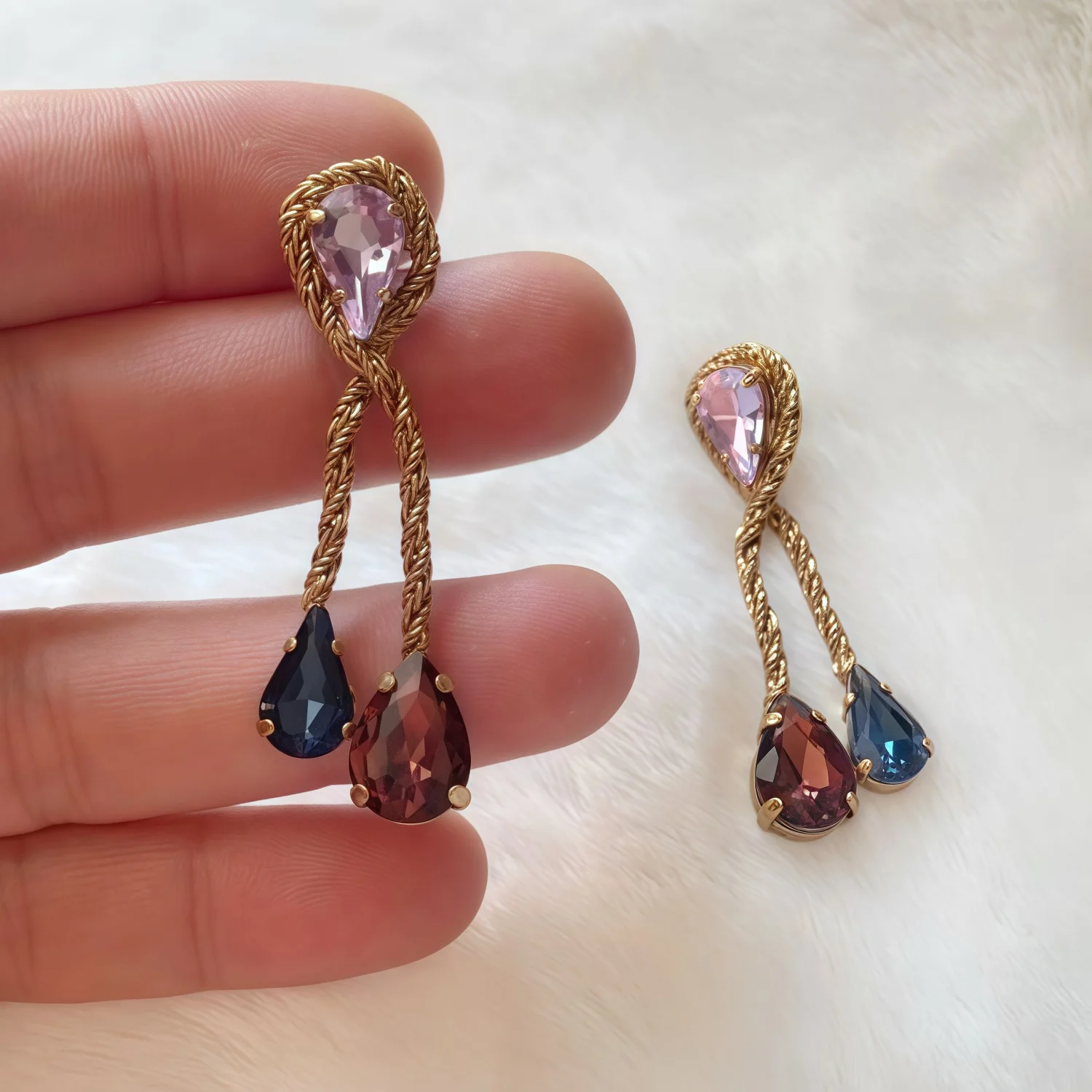 Retro Sapphire Earrings And Teardrop Earrings Niche Stylish Jewelry with Unique Design for Women to Elevate Daily Party Looks