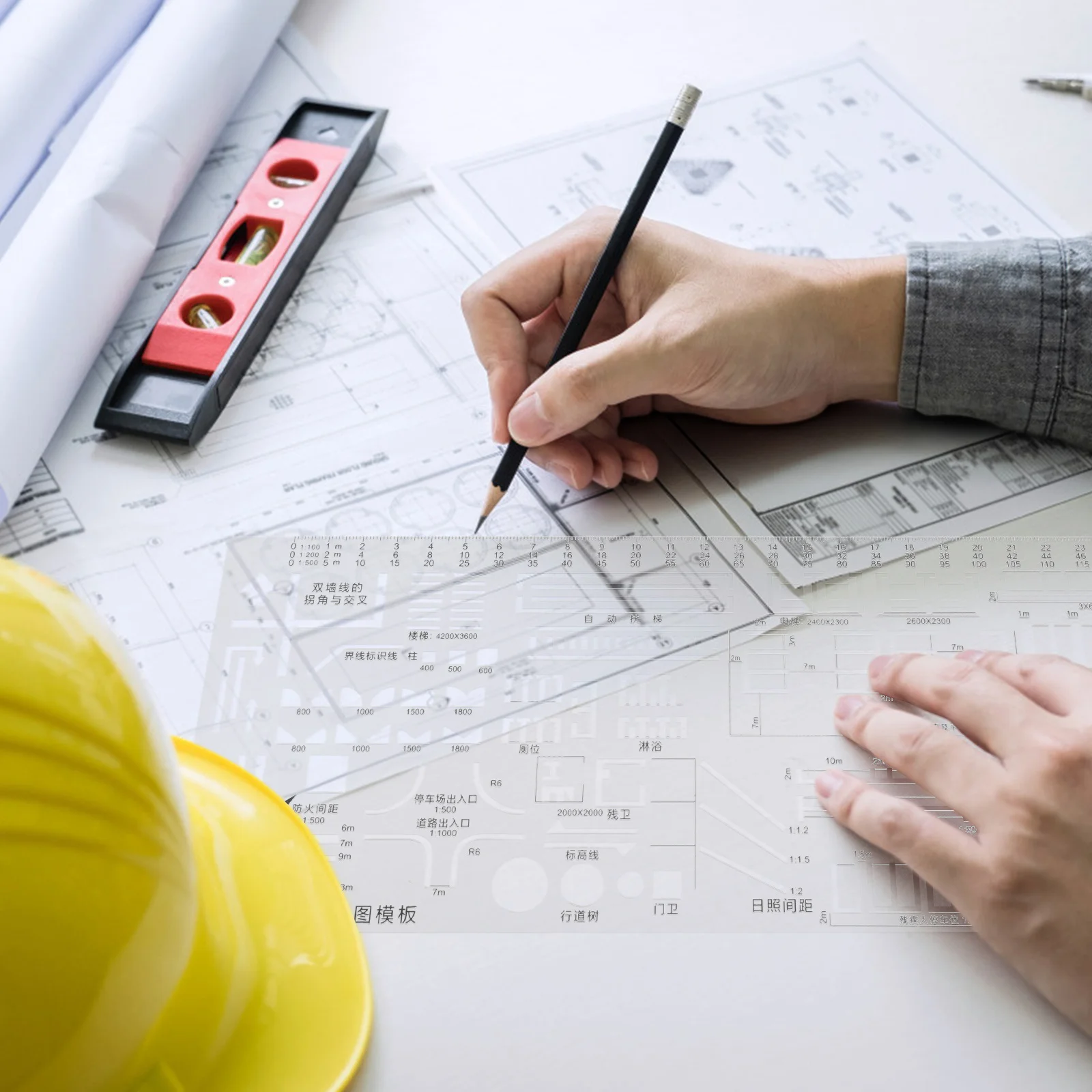 Geometric Drawing Template Plastic Circle Ruler Smooth Edges Drafting Tools for Architect Builders Contractors Exam Work