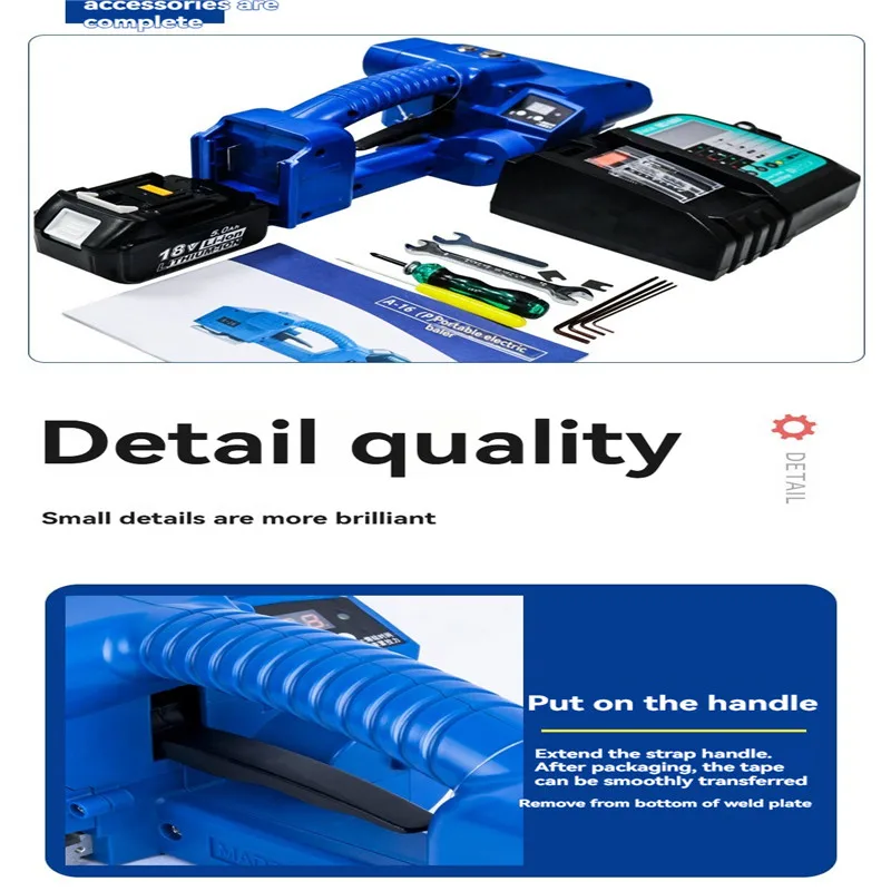 Portable electric strapping machine with integrated strapping, handheld automatic electric hot melt automatic tool device