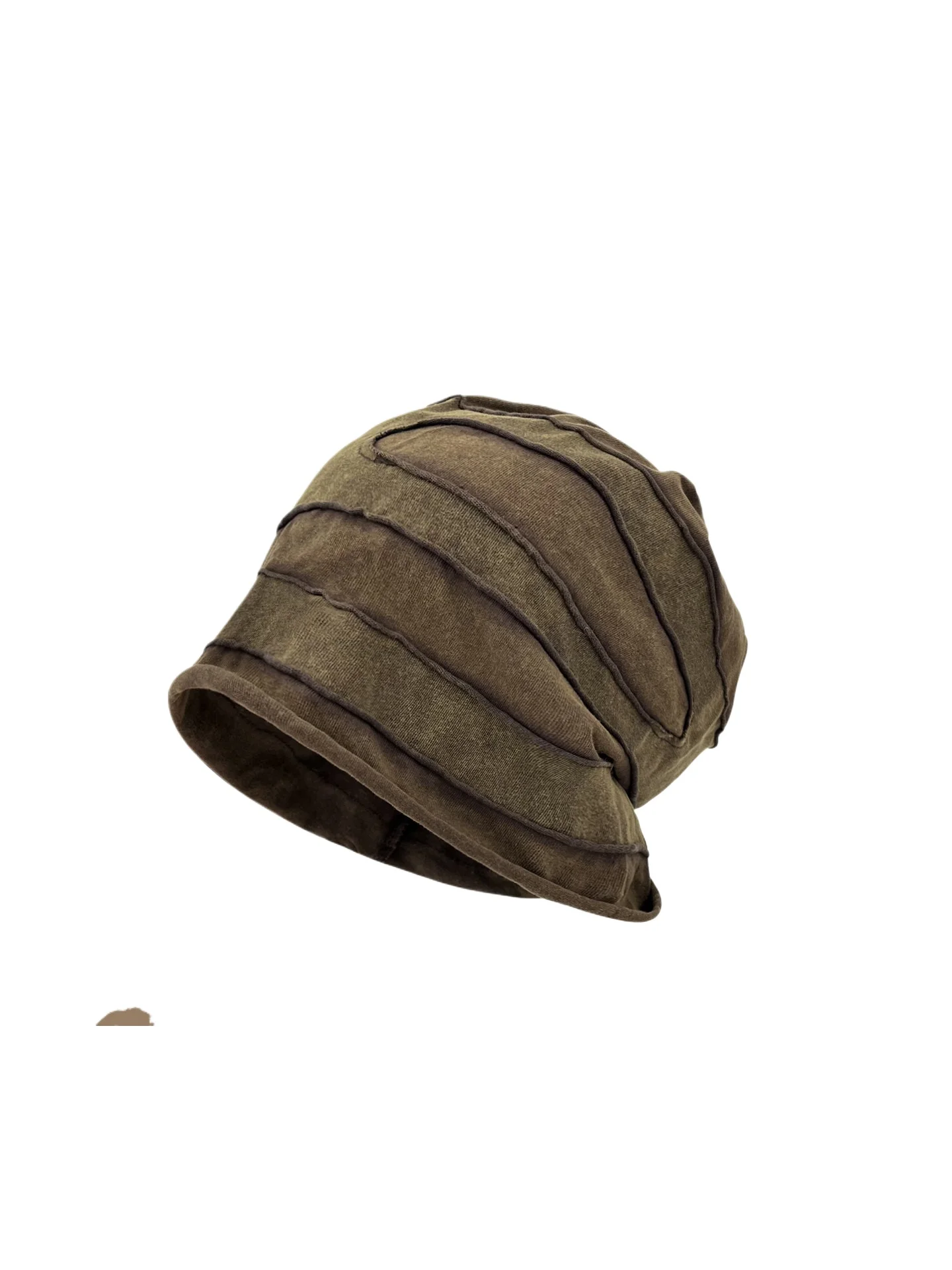 Japanese retro splicing old pile hat women's spring and summer big head circumference curling edge broken hole cold hat