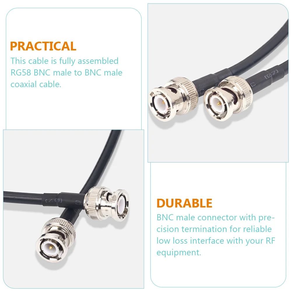 

RG58 Feeder Cable Male to Male Low Loss Equipment Replacement 50 Ohm 95% Braid Coverage Gold Plated Contacts