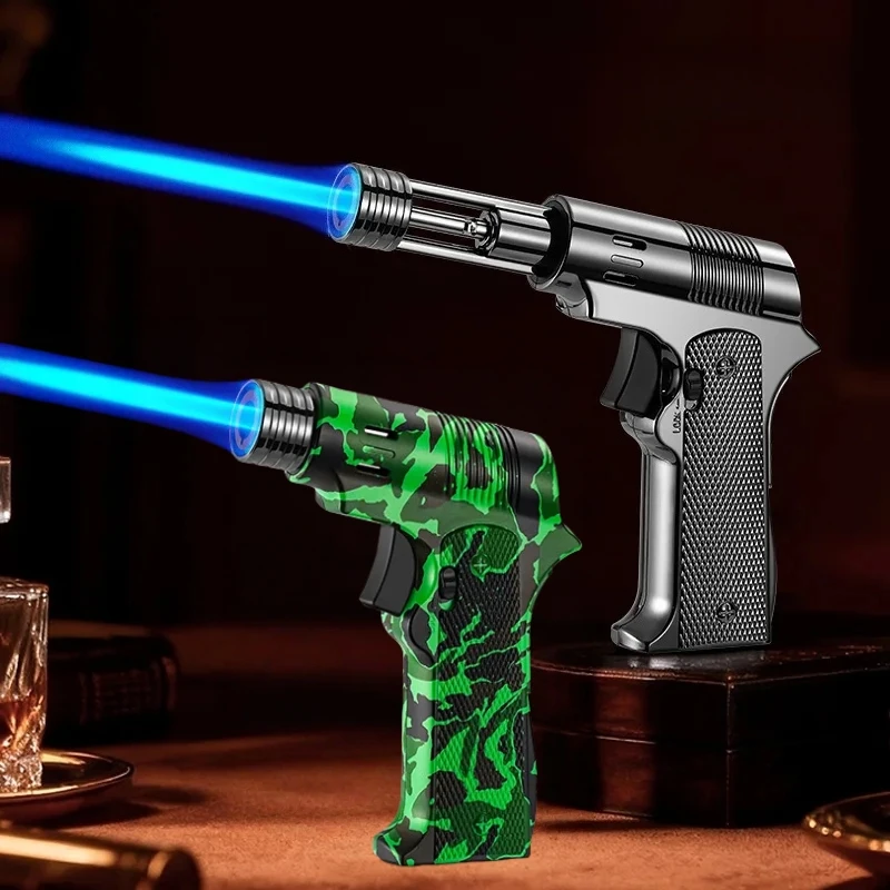 

New Windproof High Temperature Scalable Welding Gun Lighter Outdoor Blue Flame Butane Torch Inflatable Kitchen Lighter
