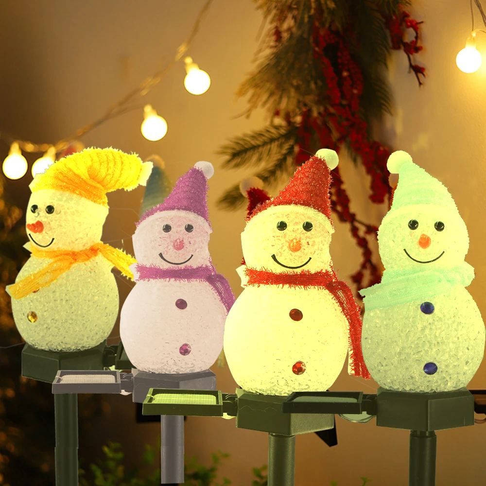 Christmas Decorations Solar Light Snowman Outdoor Solar Powered Stakes Landscape Lamp for Garden Corridor Patio Lawn Decoration