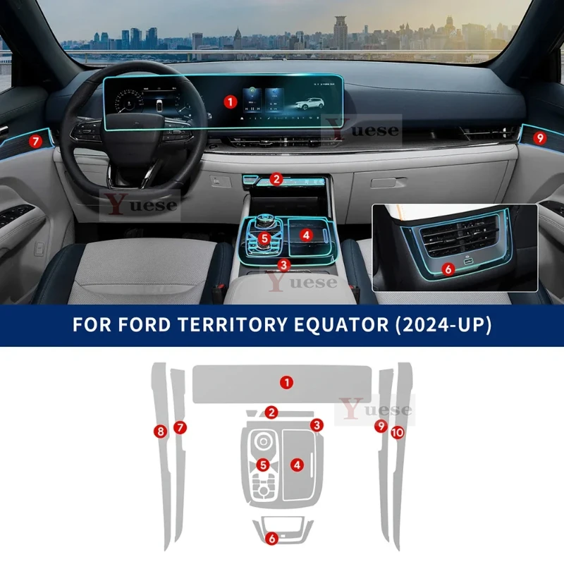 

Для Ford Territory 2024 2025 Equator спортивный автомобиль ТПУ защитная внутренняя пленка против царапин экран центральной консоли прозрачная пленка