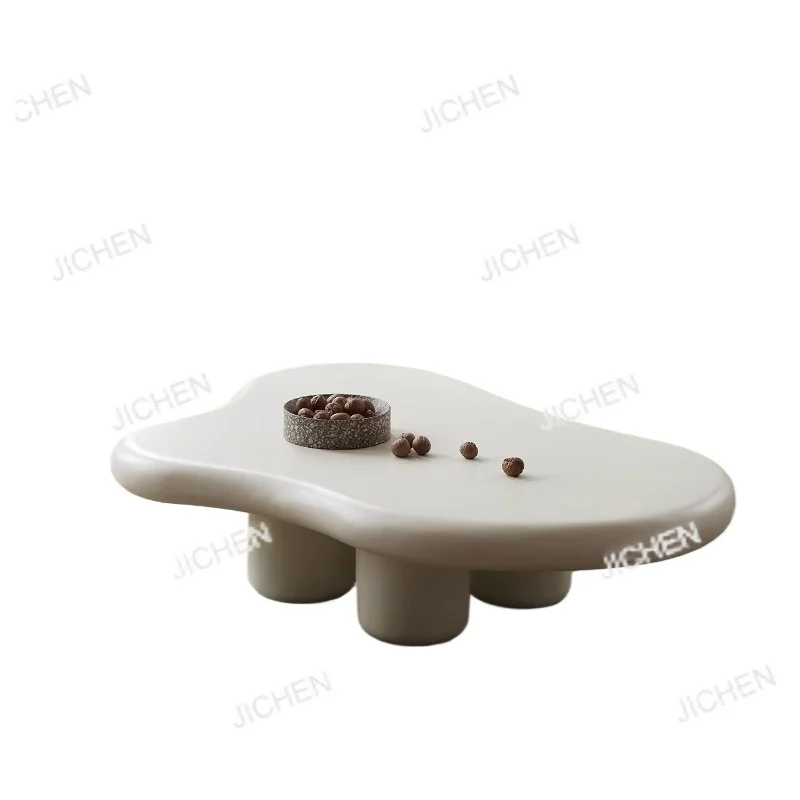 

Modern Creative Home Coffee Table Set Cream White Wave Fiberglass Center Table Living Room Design