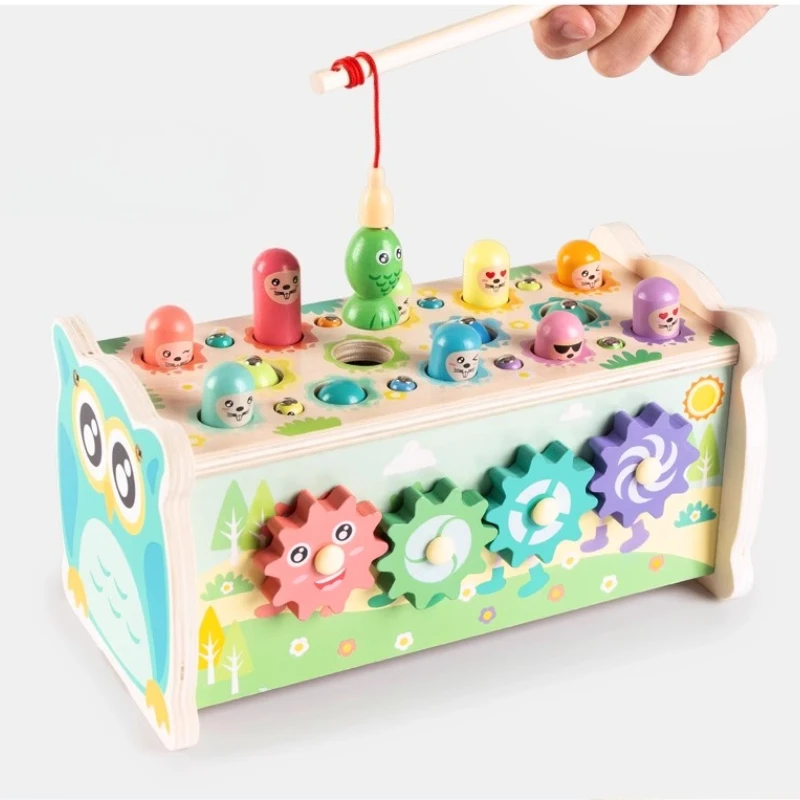 Brinquedo educativo de aprendizagem precoce, pesca magnética e conjunto de equipamentos rotativos, meninos e meninas de 1 a 3 anos, desenvolvimento cognitivo bebê