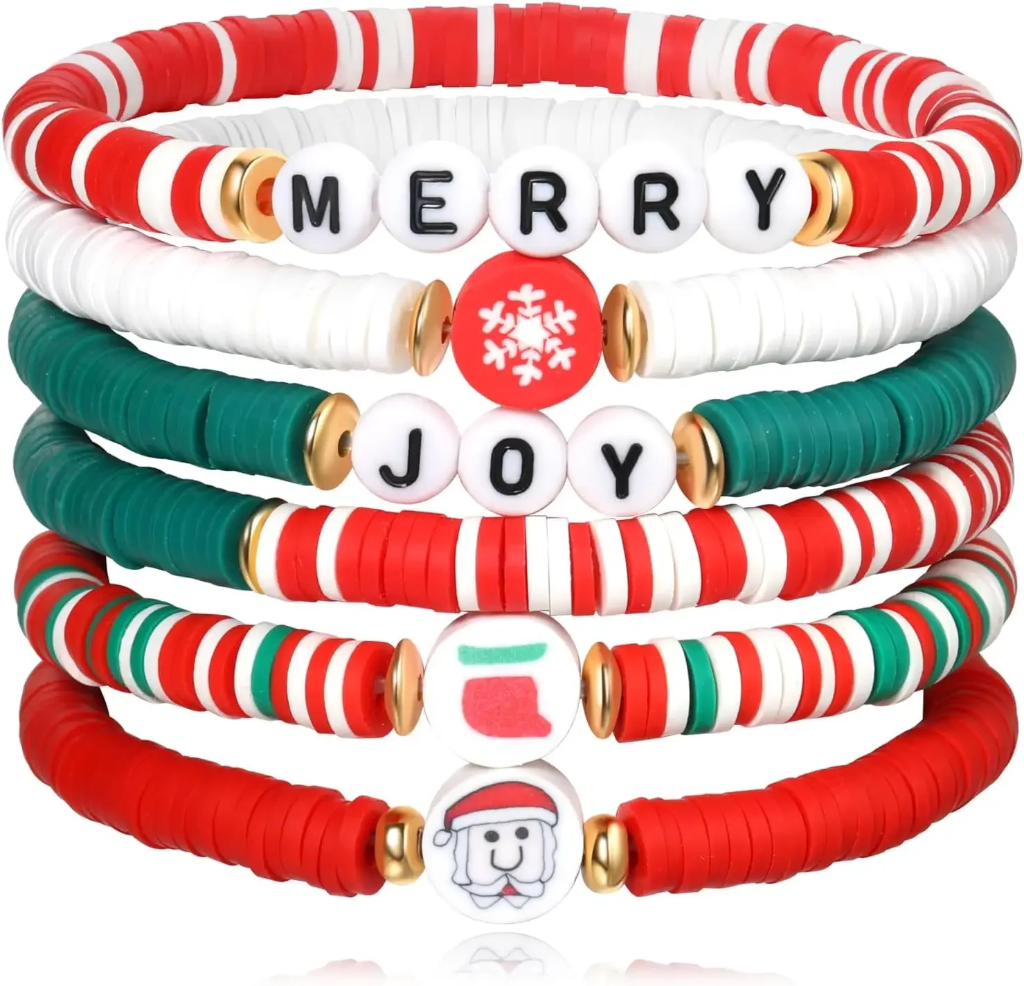 

Fashion Colorful Layer Soft Pottery Beaded Bracelets Acrylic English Alphabet Bracelet for Women Christmas Party Jewelry