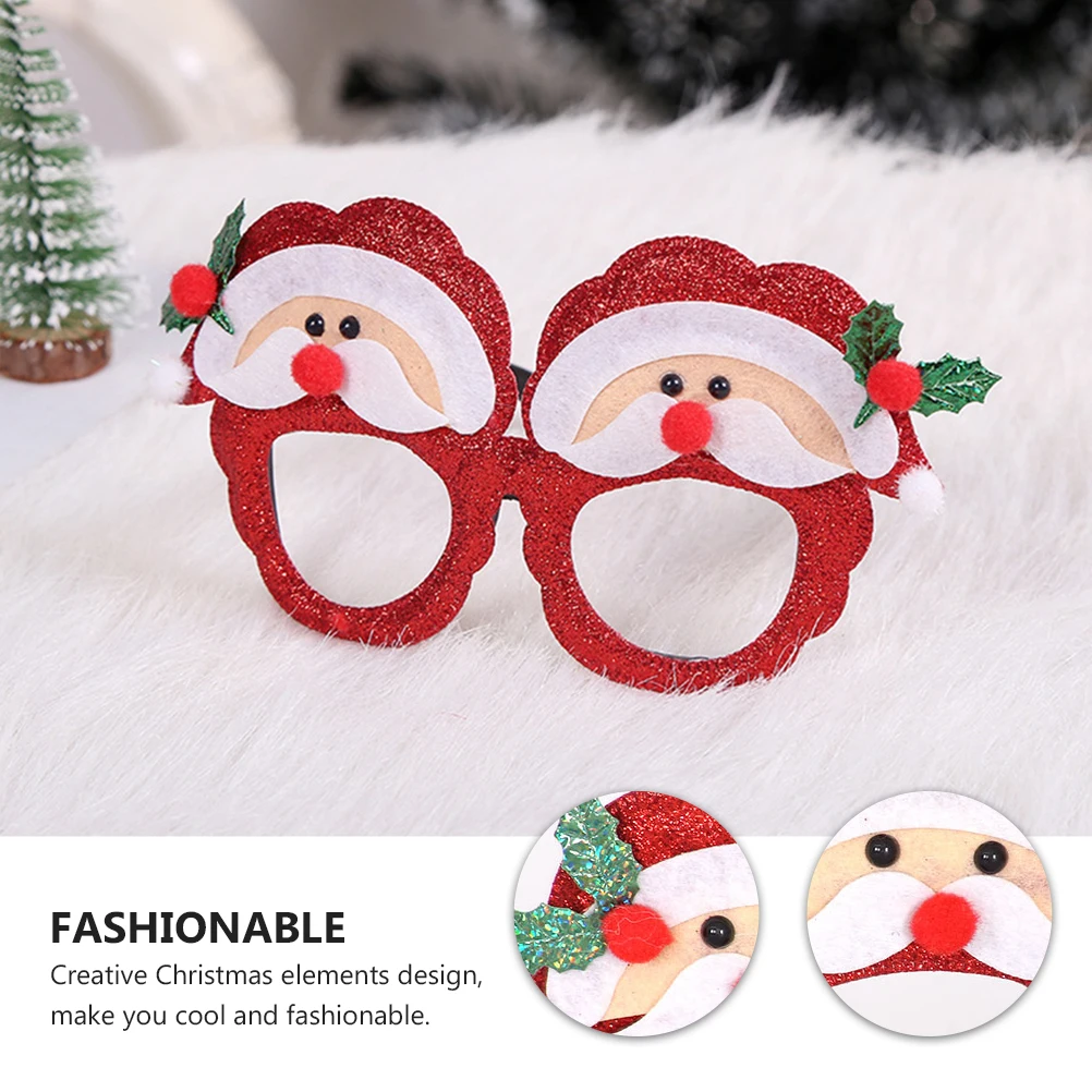 

5 Pcs Christmas Glasses Suit Holiday Xmas Photo Themed Frame for Cotton Filling Decorations