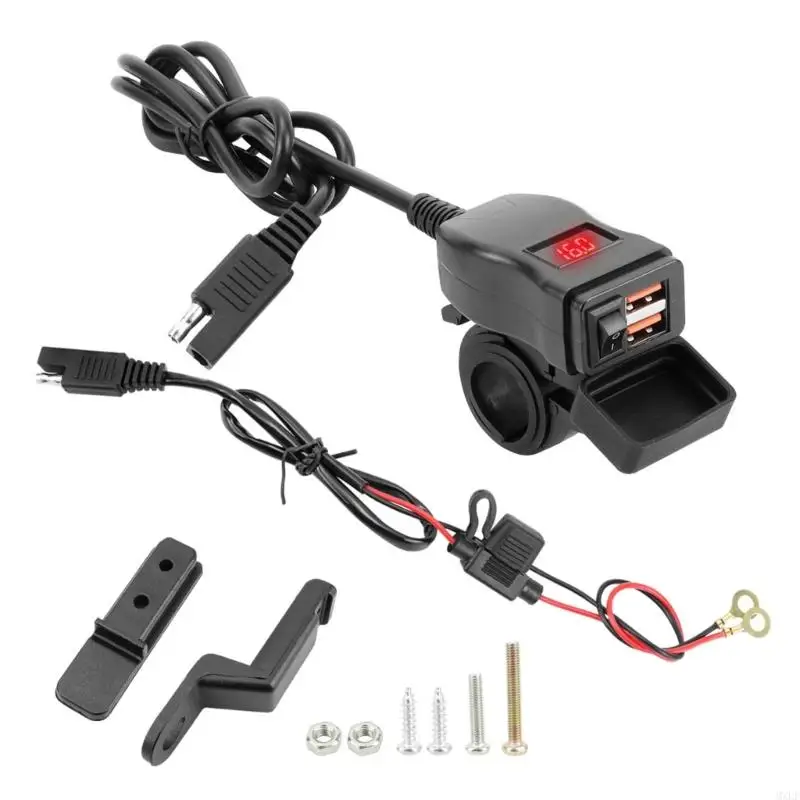 Fast Charging with LED Display & Toggle Switch Shockproof Motorcycle Outlet for Electric Bike Motorcycle