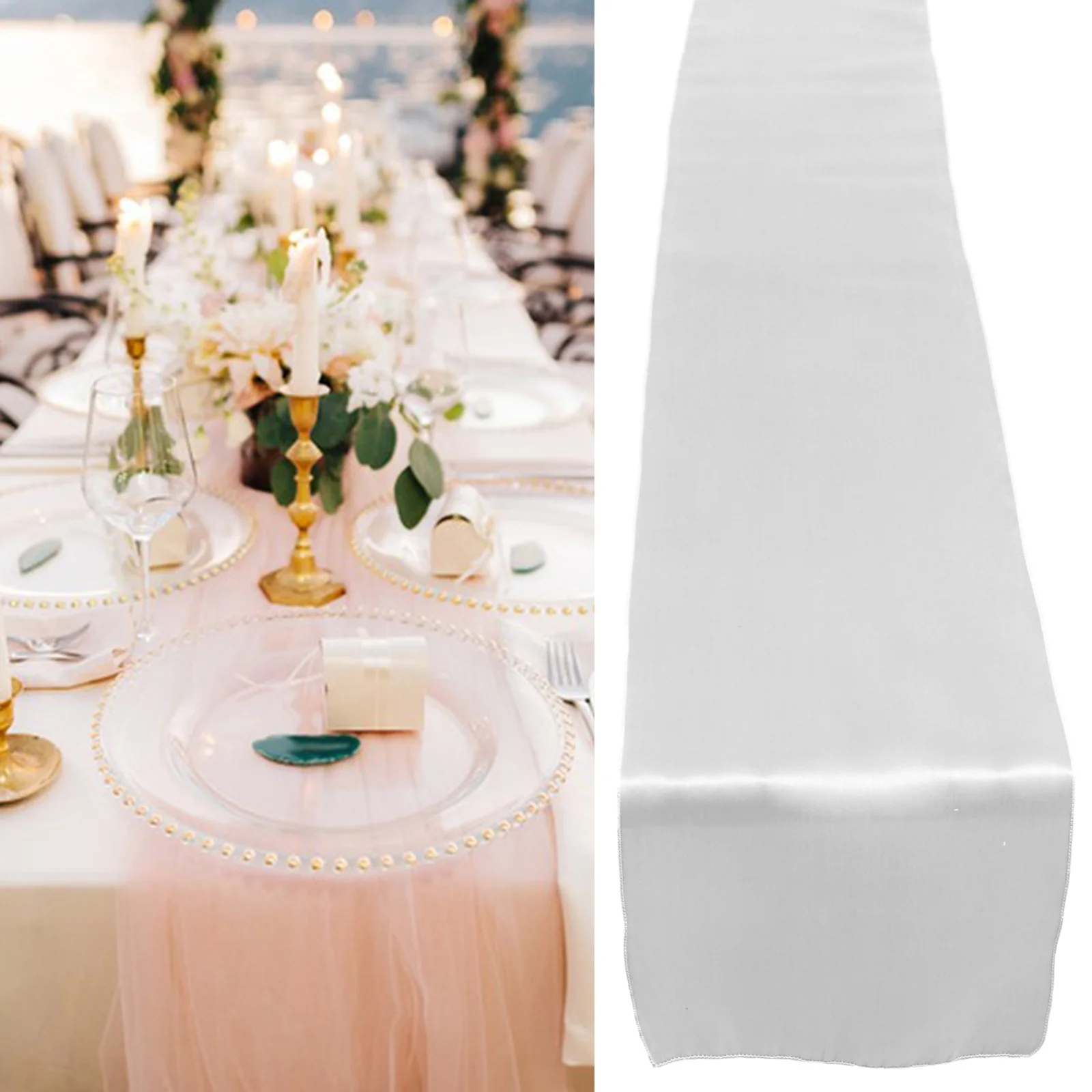 

4Pcs Elegant Satin Table Runner Versatile for Wedding Banquet Holiday Celebration Home Party Decoration Table Runner