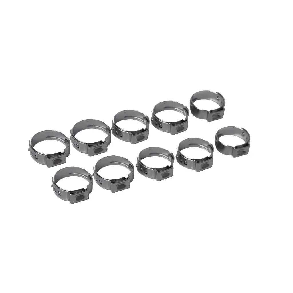 10Pcs Single Ear Hydraulic Hose Clamps Stainless Steel O Clips 9.4-11.9mm