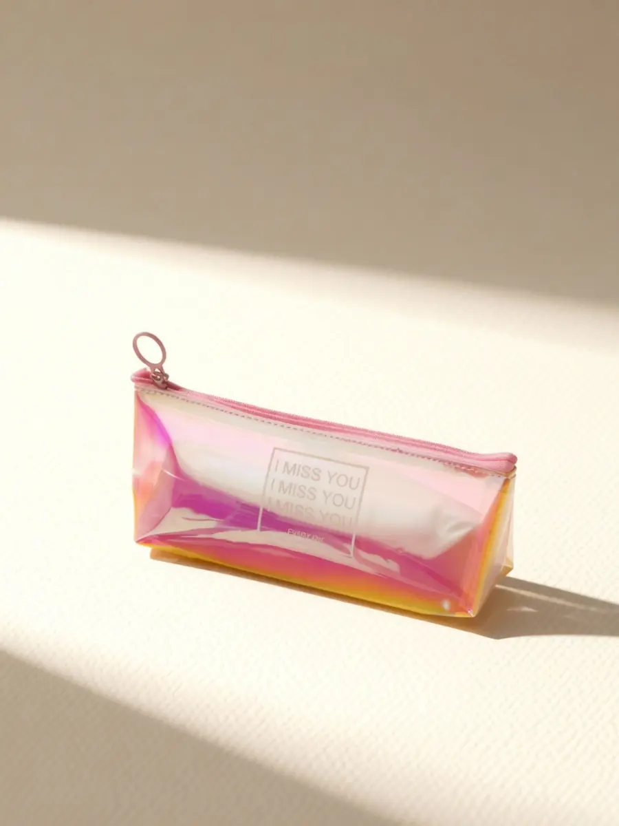 Purple Flowing Sand Laser Pen Bag Large Capacity Shiny PVC Waterproof Portable Transparent Pencil Case Ideal for Student School