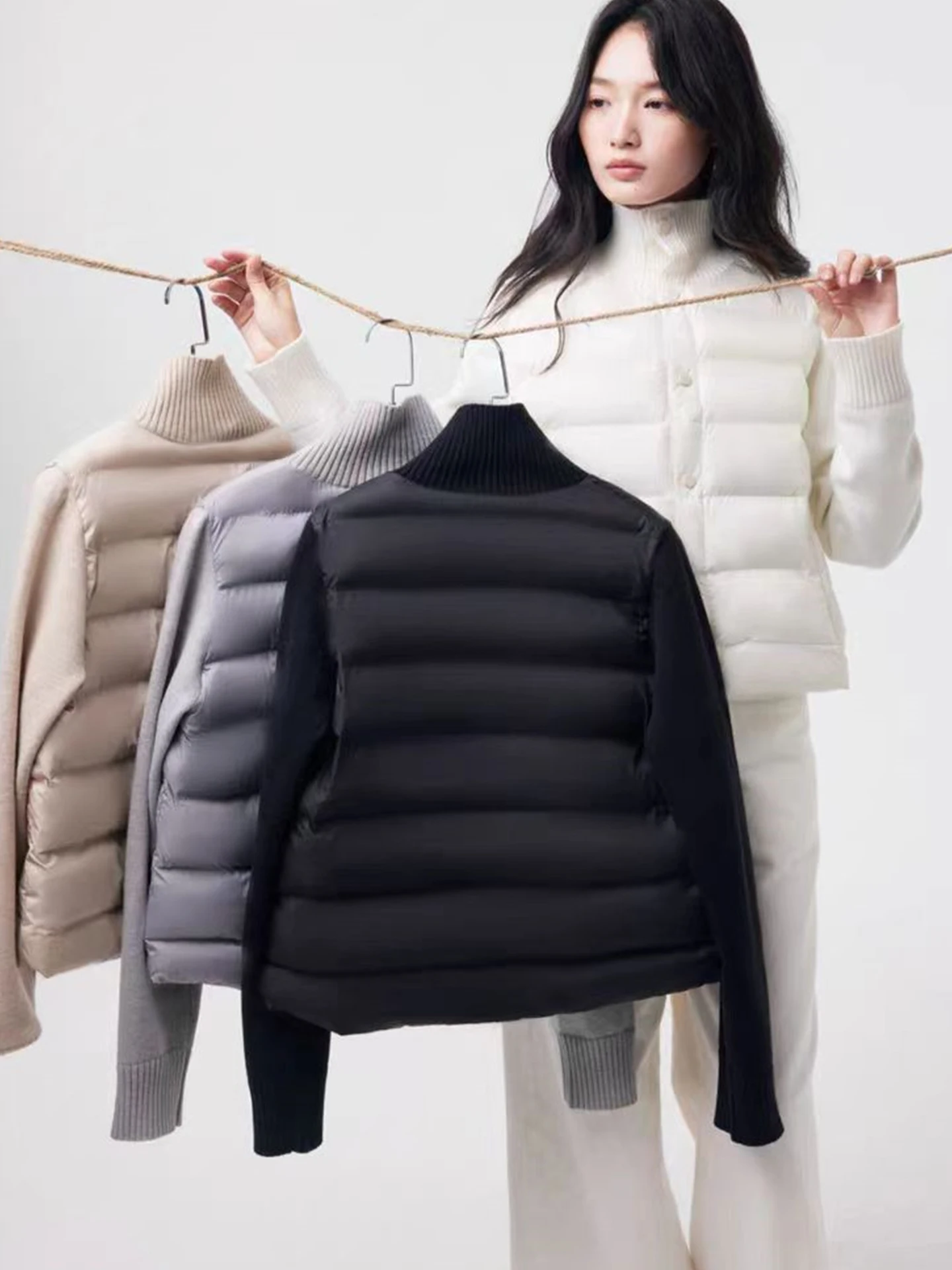 

High-End European Brand Patchwork Long Sve Women's Cotton Jaet Warm Top Commute Korean Sle Loose Fit Autumn Winter New...