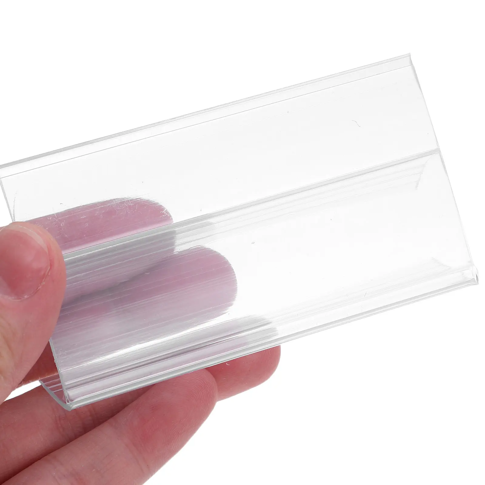 100Pcs Transparent Label Holder Plastic Price Sign Display Stand for Shelf Edge Counter Retail Store Supermarket Merchandise