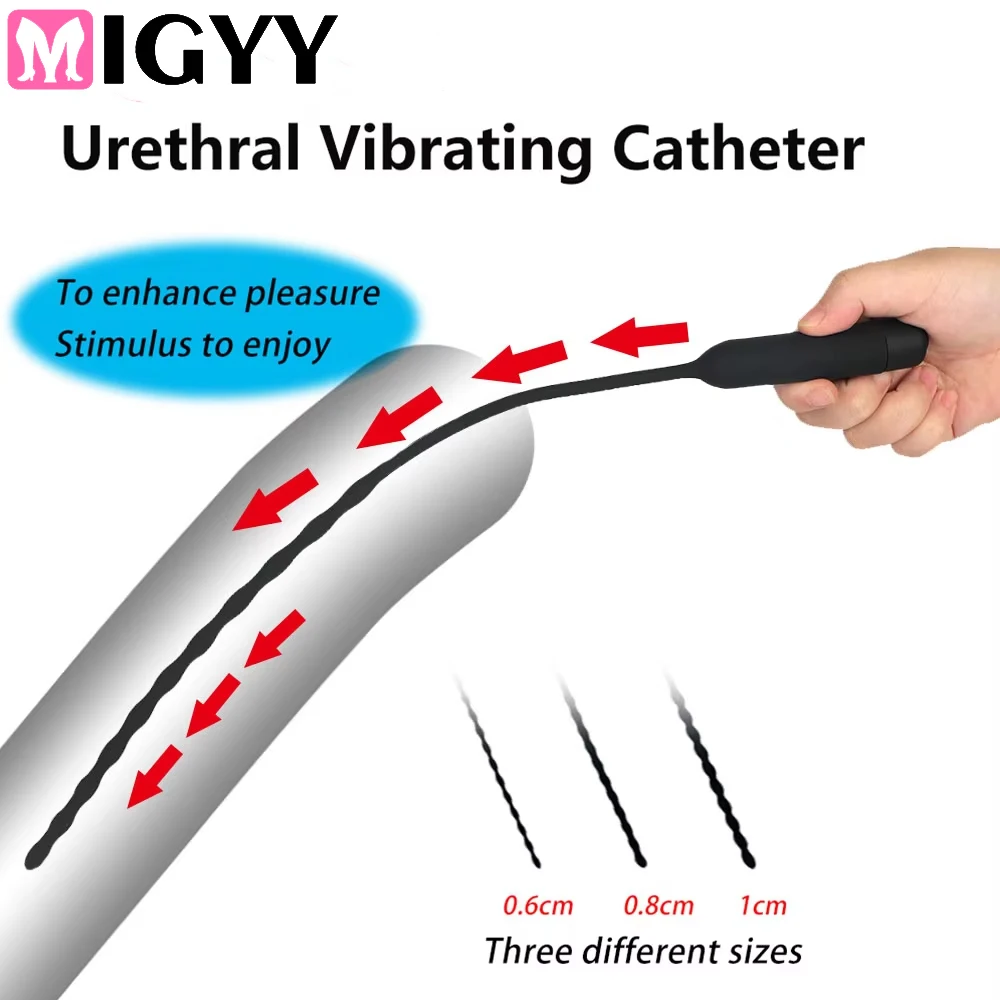 10 Frequency Urethral Vibrator Catheter Penis Plug Sex Toy for Men Vibrating Urethral Plug Penis Insertion Urethra Sound Dilator