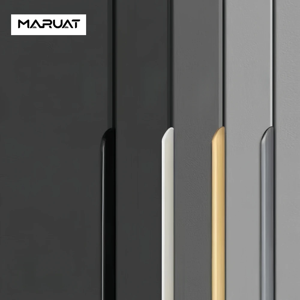 80-1000mm Invisible Light Luxury Door Handle, No Punching, Wardrobe Edge Wrapping, Long Black Handle, Hidden Handle In Cabinet