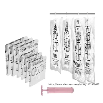 שקי אחסון תלויים חסכון במקום מארגן איטום ואקום עם תלייה לארון ביתי כיסוי אבק לאחסון בגדים