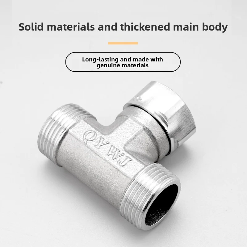 Separador de água de chuveiro em T de 3 vias G1/2 de aço inoxidável, válvula de desvio de torneira de banheiro, conversor de bico de chuveiro de vaso sanitário