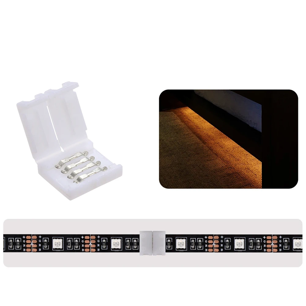 4 Pins RGB LED Strip Connector Quick Splitter 10 Pack White quick splitter corner connector for 10mm SMD5050