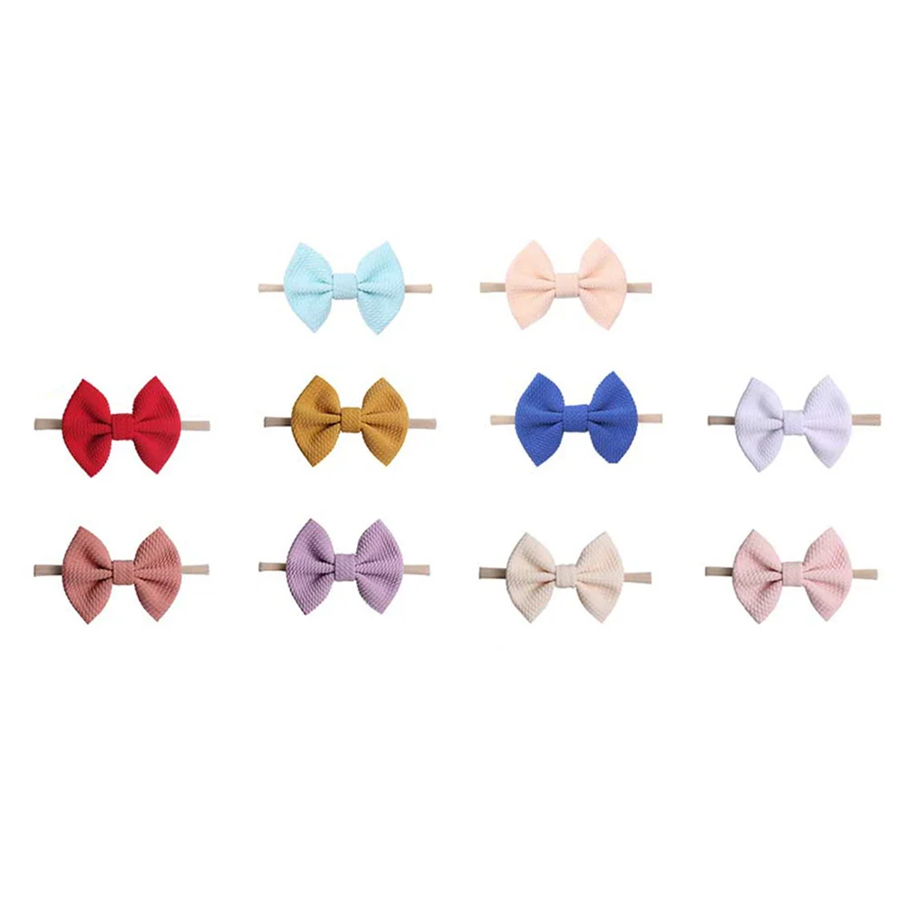 

10Pcs Bowknot Headband Elastic Nylon Soft Lightweight Hairband Headdress Party Supplies Stage Performance Hair