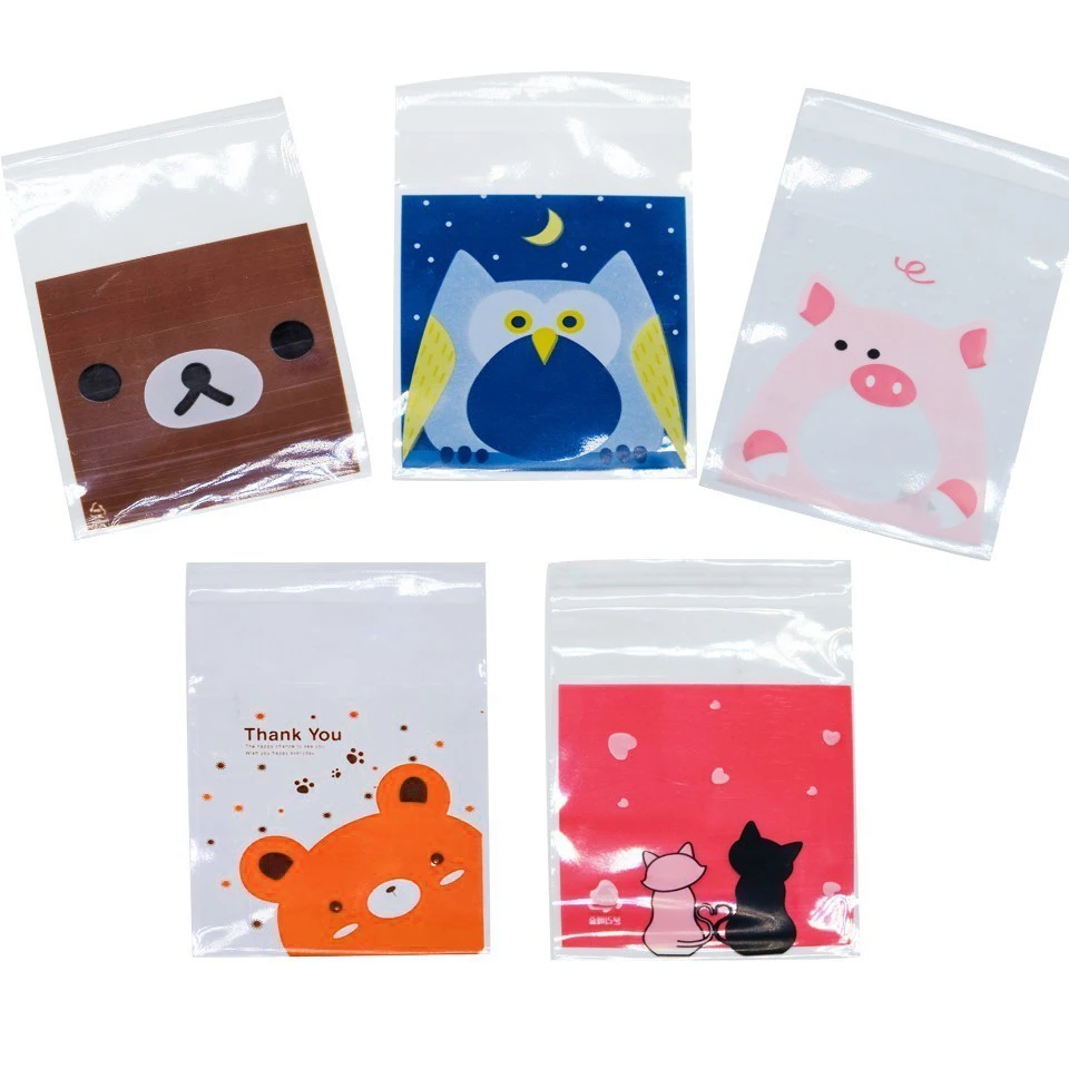 

50/100PCS Cute Candy & Cookie Self-sealing Plastic Bag Biscuits Snack Baking Bag For Birthday Wedding Party Baby Shower Packing