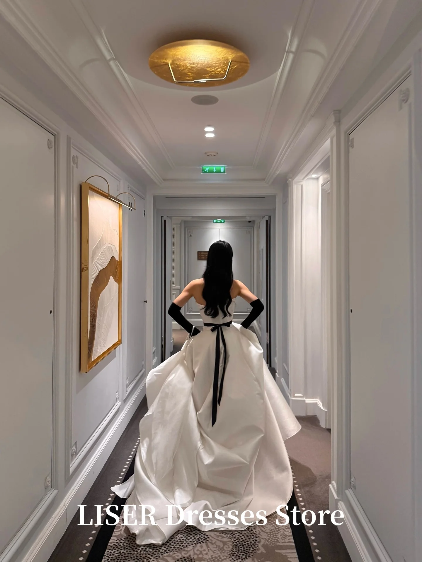 Liser Sweetheart A-Line Simple Korea Wedding Dresses Customized Silk Satin Contrast Photo Shoot Elegant Bridal Gowns 웨딩드레스