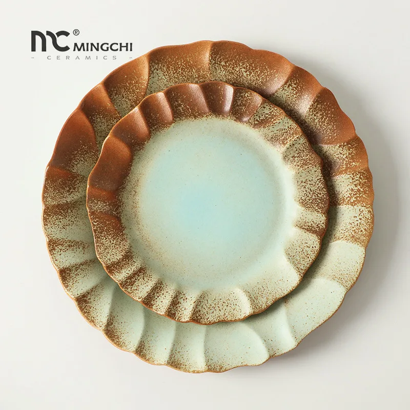 

CX retro creative hotel restaurant ceramic simple retro high-end coarse pottery light luxury cups, bowls, plates and tableware