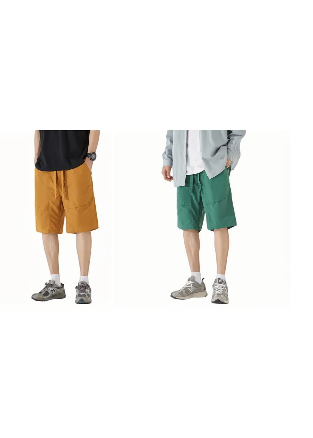 

NF&ZG Japanese summer men's straight loose ice silk breathable elastic waist American casual workwear quick-drying shorts shorts