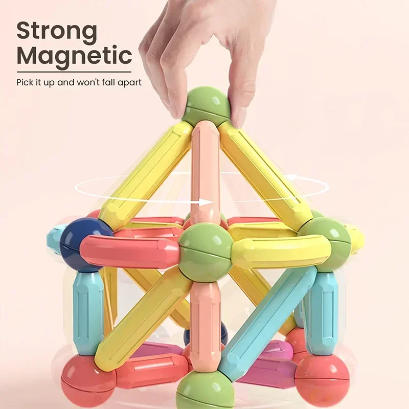 DIY Magnetic Constructor บล็อกชุดของเล่นเด็กแม่เหล็ก Stick Rod Building Blocks Montessori ของเล่นเพื่อการศึกษาเด็กสาว