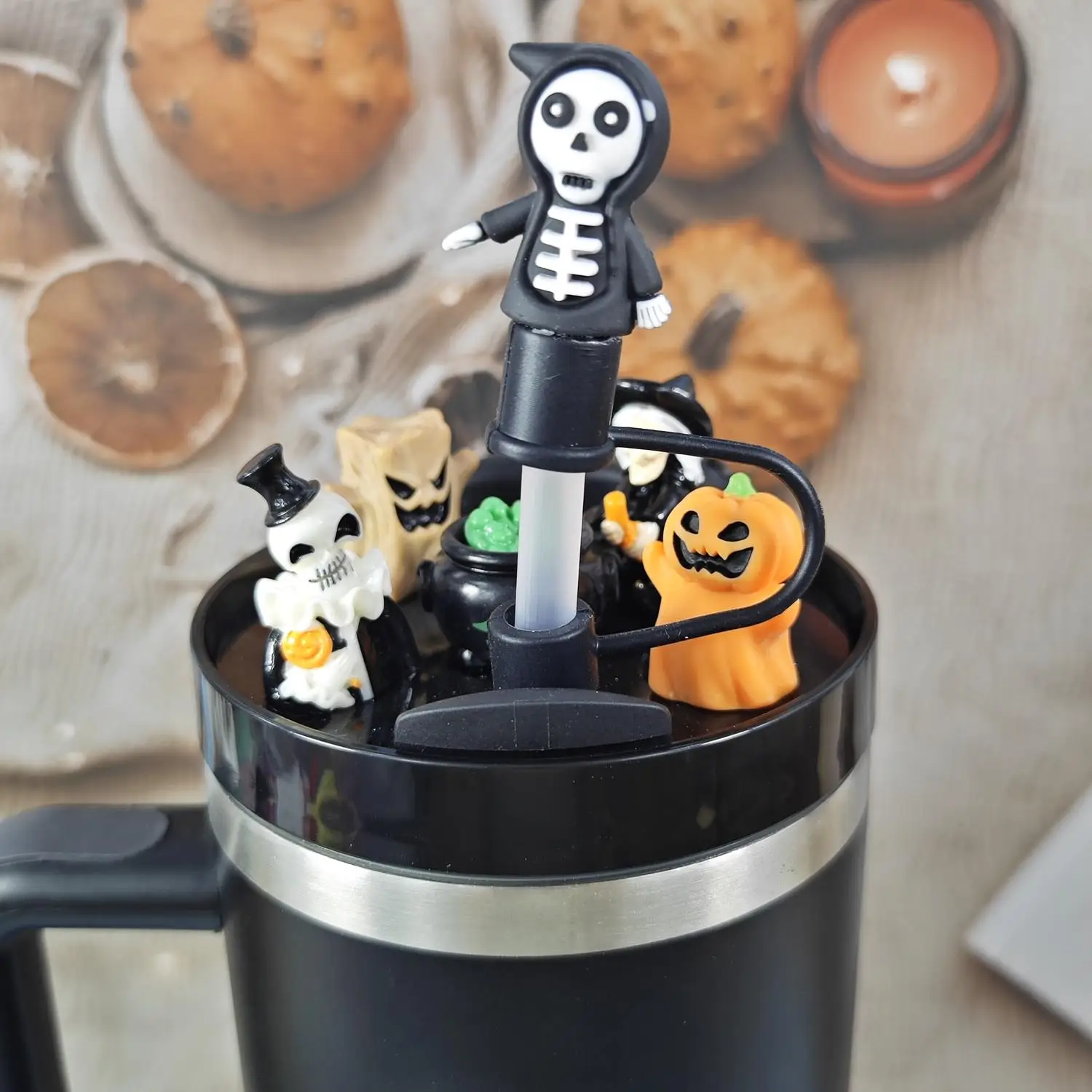 Acrylic Fixed Nameplate 40oz Cup Lid Miniature Landscape DIY Halloween Straw Topper Dust Cap