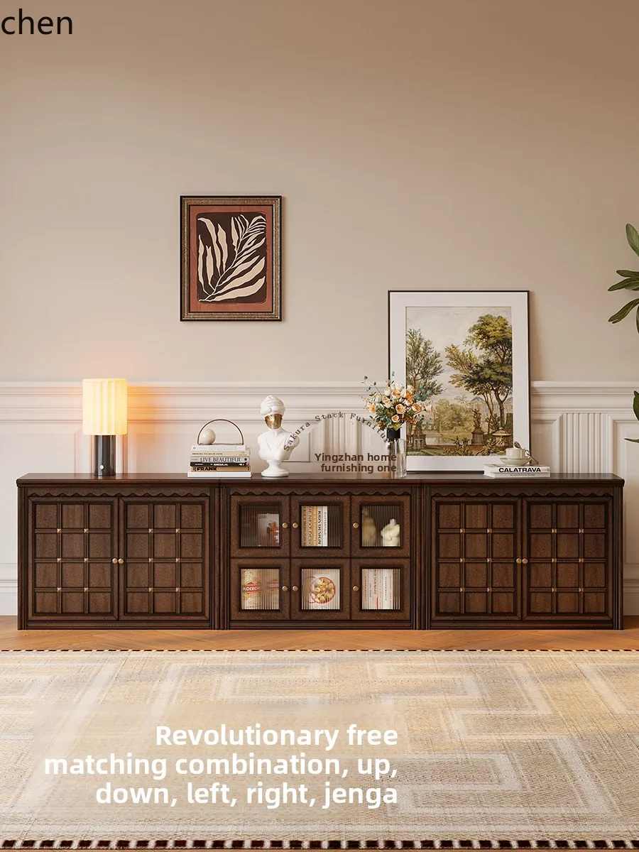 

DSA solid wood tv cabinet combination modular floor-standing storage and display unit for large apartments and small spaces