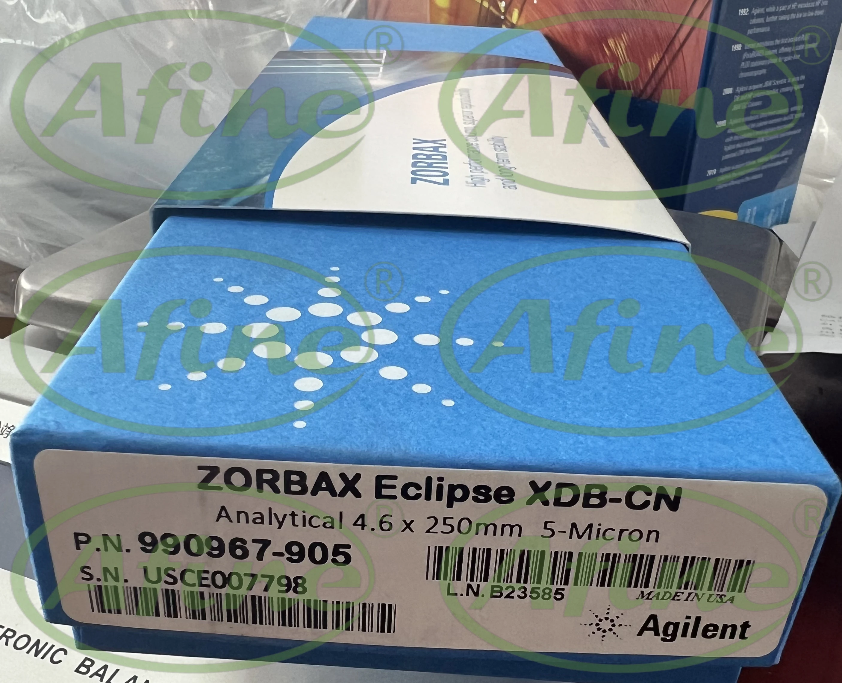 AFINE Agilent XDB-CN: 990967-905 (4.6 x 250 mm, 5 µm); 963967-905 (4.6 x 150 mm, 3.5 µm); 961753-905 (2.1 x 100 mm, 3.5 µm)