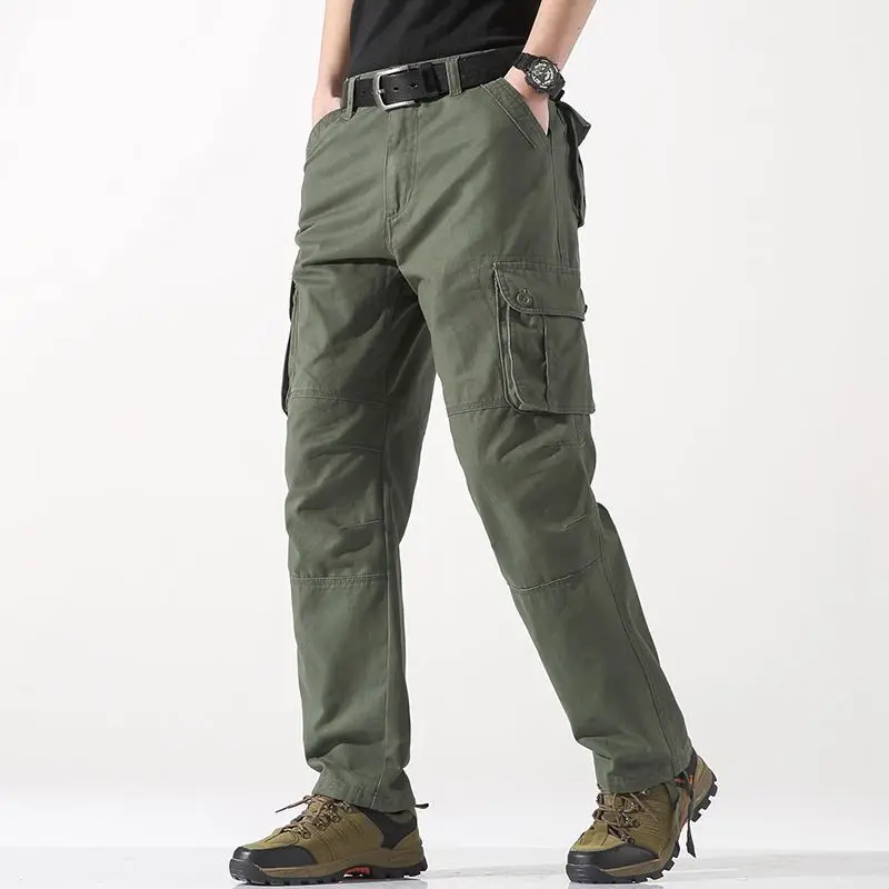 

Casual Pants Man Straight Trousers Plus Size 44 Men's Clothing Solid Color Cargo Pants Loose Male Bottoms