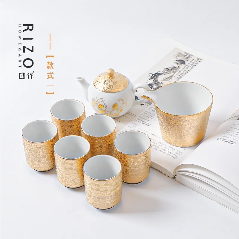 

Japanese Otaku Master Jiulang's Plum Blossom Painting Tea Set Ceramic Teapot Fair Cup