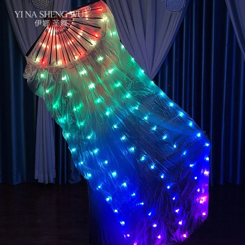 

Color Changing LED Fan Luminescent Fantasy Fan Silk Long Fan Belly Dance Performance Props Bar KTV Stage Performance Props 1pc