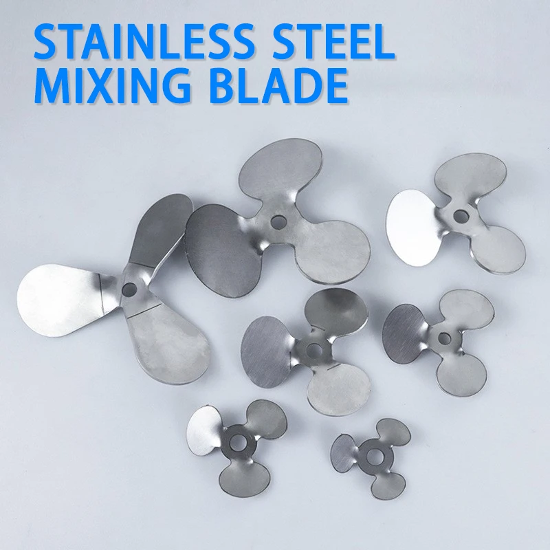 Mixing blade impeller oval three-blade propeller 304 stainless steel mixing paddle rod stirring rod 4/5/6/7/8/10/12cm