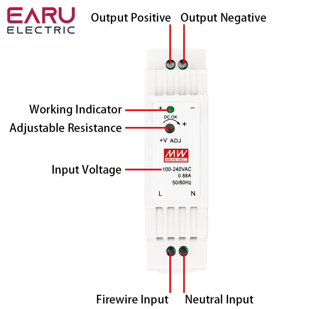 15W 30W 45W 60W Single Output 5V 12V 15V 24V Industrial Din Rail Power Supply Switch DR-15 DR-30 DR-45 DR-60