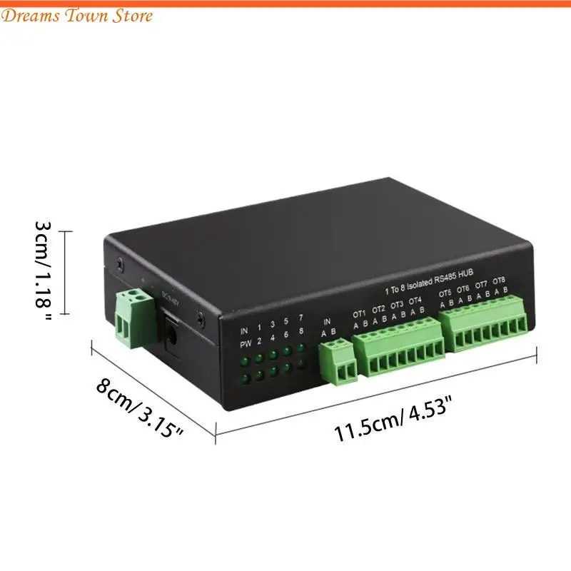 HX6A 8-Port 485 Hub 1 đến 8 rs485 Bộ chia 485 Trạm lắp ghép Lớp công nghiệp Hub bị cô lập về mặt cô lập