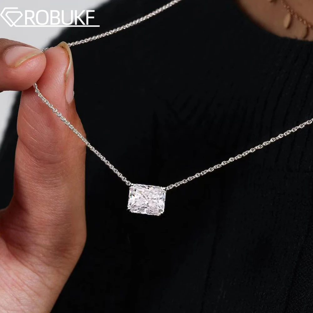 

Подвеска-колье с муассанитом 1CT/2CT (изумрудная/радиантная огранка) для женщин, серебро 925 пробы, цепочка на шею, ювелирное украшение, подарок