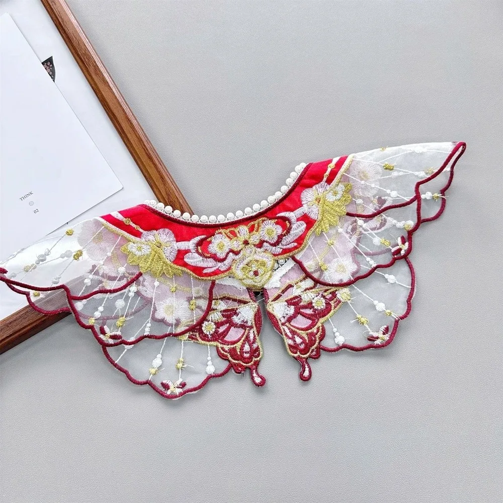 Embroidery Decoration Hanfu Shawl Butterfly Embroidery Handmade Cloud Shoulder Traditional Style Detachable Collar Yunjian