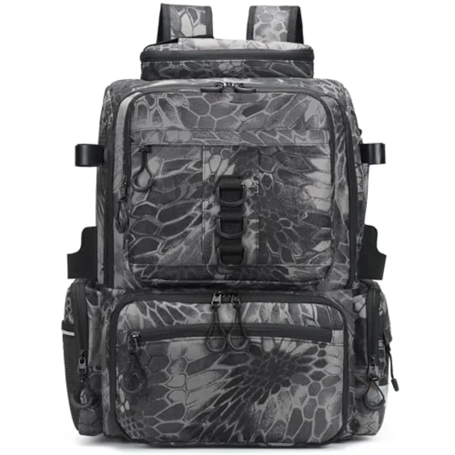 

Fishing Tackle Backpack, 45L Storage Waterproof Travel Bag Store Fishing Gear with Insulated Top Pocket