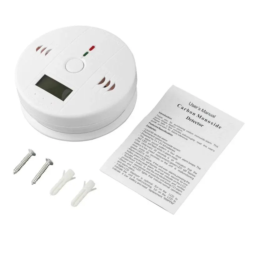 Independent CO Alarm Sensor Carbon Monoxide Alarm Detector 85dB High Sensitive Warning LCD Photoelectric Display for Home Hotel